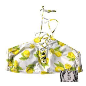 IKA-KUL White With Lemons and Leaves Bikini Set, L NWT